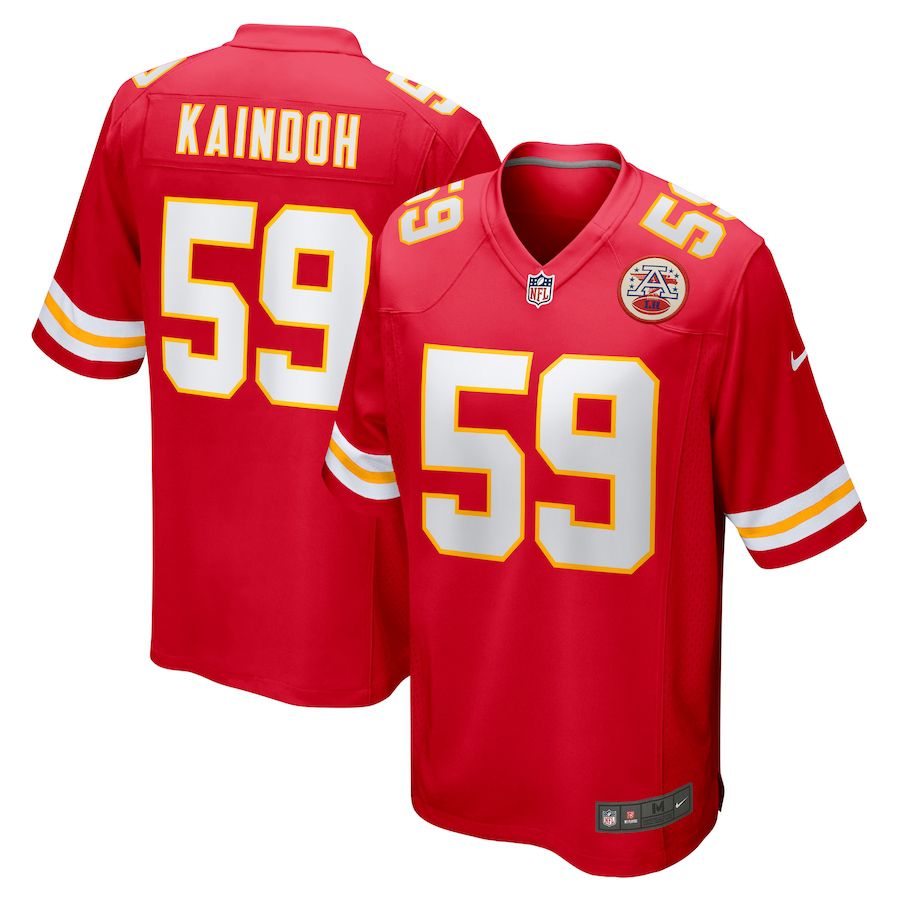 Men Kansas City Chiefs #59 Joshua Kaindoh Nike Red Game NFL Jersey